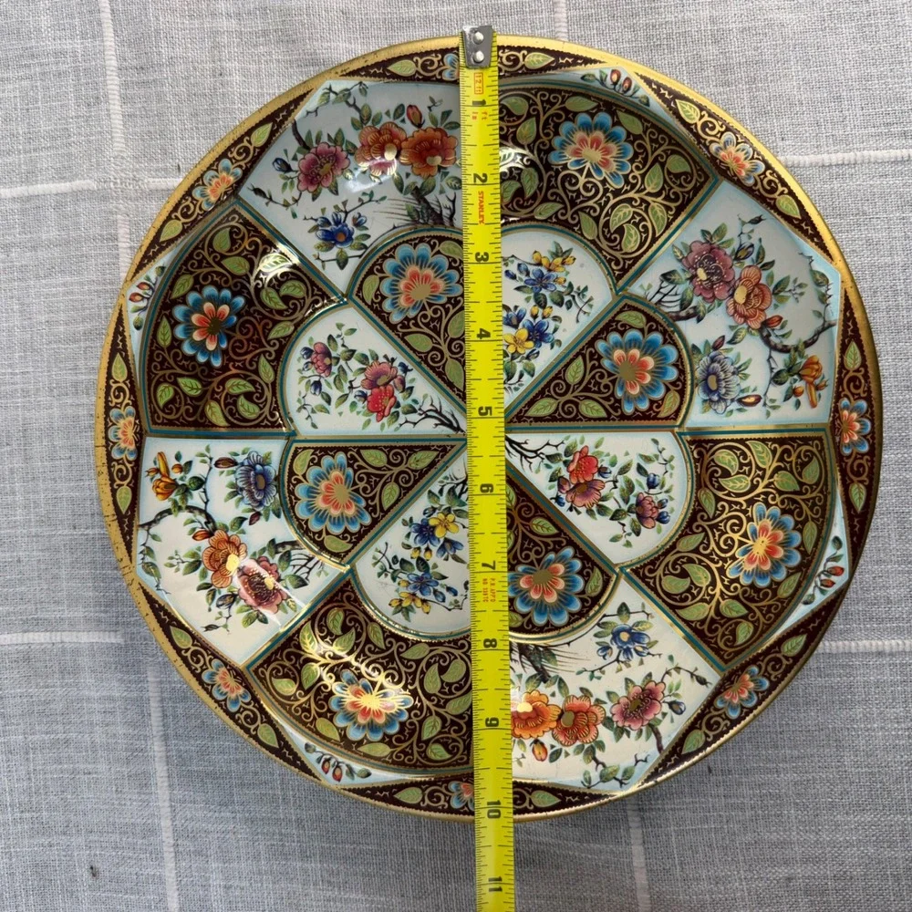 VTG 1971 Daher Decorated Ware Floral Metal Tin Bowl Trinket Tray Key Purse Bowl‎